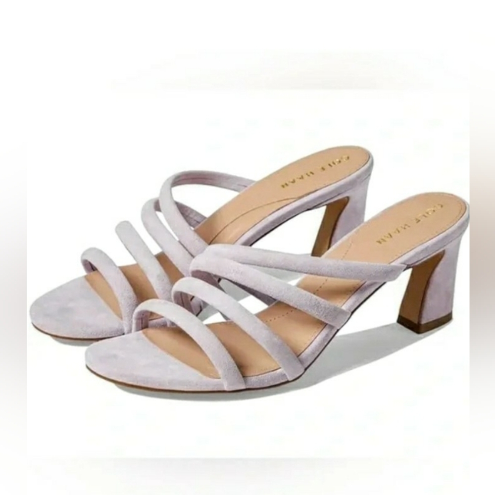 Cole Haan "Adella" Orchid Petal Suede Hi-heeled, Strappy Slide, Size 8.5B, NIB